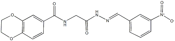 N-[2-(2-{3-nitrobenzylidene}hydrazino)-2-oxoethyl]-2,3-dihydro-1,4-benzodioxine-6-carboxamide Structure