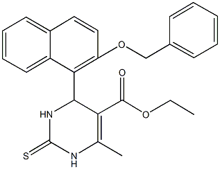 ethyl 4-[2-(benzyloxy)-1-naphthyl]-6-methyl-2-thioxo-1,2,3,4-tetrahydropyrimidine-5-carboxylate Structure