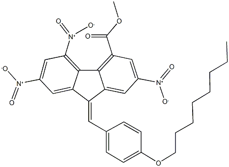 methyl 2,5,7-trisnitro-9-[4-(octyloxy)benzylidene]-9H-fluorene-4-carboxylate Structure