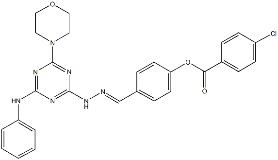 4-{2-[4-anilino-6-(4-morpholinyl)-1,3,5-triazin-2-yl]carbohydrazonoyl}phenyl 4-chlorobenzoate Structure