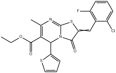 ethyl 2-(2-chloro-6-fluorobenzylidene)-7-methyl-3-oxo-5-(2-thienyl)-2,3-dihydro-5H-[1,3]thiazolo[3,2-a]pyrimidine-6-carboxylate Structure