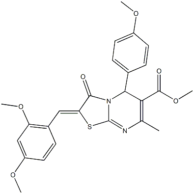 methyl 2-(2,4-dimethoxybenzylidene)-5-(4-methoxyphenyl)-7-methyl-3-oxo-2,3-dihydro-5H-[1,3]thiazolo[3,2-a]pyrimidine-6-carboxylate 구조식 이미지