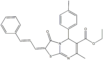 ethyl 7-methyl-5-(4-methylphenyl)-3-oxo-2-(3-phenyl-2-propenylidene)-2,3-dihydro-5H-[1,3]thiazolo[3,2-a]pyrimidine-6-carboxylate 구조식 이미지