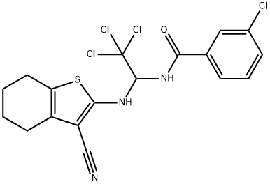 3-chloro-N-{2,2,2-trichloro-1-[(3-cyano-4,5,6,7-tetrahydro-1-benzothien-2-yl)amino]ethyl}benzamide Structure