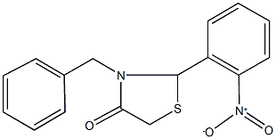 2-{2-nitrophenyl}-3-(phenylmethyl)-1,3-thiazolidin-4-one 구조식 이미지