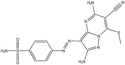 4-{[2,5-diamino-6-cyano-7-(methylsulfanyl)pyrazolo[1,5-a]pyrimidin-3-yl]diazenyl}benzenesulfonamide 구조식 이미지