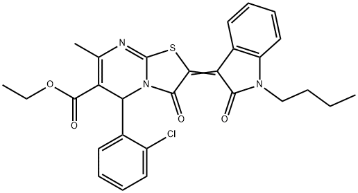 ethyl 2-(1-butyl-2-oxo-1,2-dihydro-3H-indol-3-ylidene)-5-(2-chlorophenyl)-7-methyl-3-oxo-2,3-dihydro-5H-[1,3]thiazolo[3,2-a]pyrimidine-6-carboxylate Structure