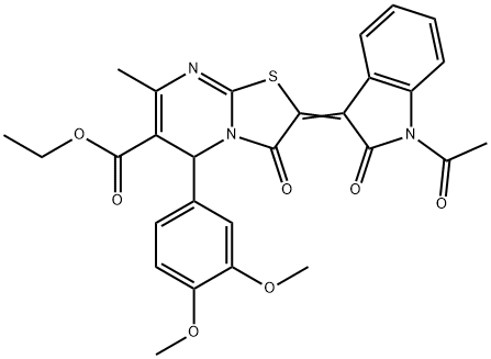 ethyl 2-(1-acetyl-2-oxo-1,2-dihydro-3H-indol-3-ylidene)-5-(3,4-dimethoxyphenyl)-7-methyl-3-oxo-2,3-dihydro-5H-[1,3]thiazolo[3,2-a]pyrimidine-6-carboxylate Structure