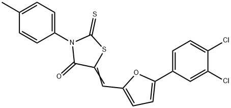 5-{[5-(3,4-dichlorophenyl)-2-furyl]methylene}-3-(4-methylphenyl)-2-thioxo-1,3-thiazolidin-4-one 구조식 이미지