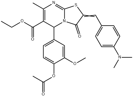 ethyl 5-[4-(acetyloxy)-3-methoxyphenyl]-2-[4-(dimethylamino)benzylidene]-7-methyl-3-oxo-2,3-dihydro-5H-[1,3]thiazolo[3,2-a]pyrimidine-6-carboxylate 구조식 이미지