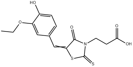 3-[5-(3-ethoxy-4-hydroxybenzylidene)-4-oxo-2-thioxo-1,3-thiazolidin-3-yl]propanoic acid Structure