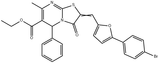 ethyl 2-{[5-(4-bromophenyl)-2-furyl]methylene}-7-methyl-3-oxo-5-phenyl-2,3-dihydro-5H-[1,3]thiazolo[3,2-a]pyrimidine-6-carboxylate 구조식 이미지