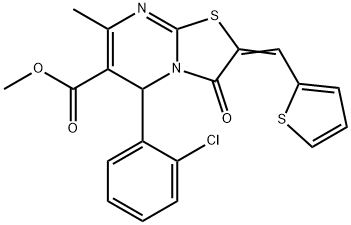 methyl 5-(2-chlorophenyl)-7-methyl-3-oxo-2-(2-thienylmethylene)-2,3-dihydro-5H-[1,3]thiazolo[3,2-a]pyrimidine-6-carboxylate Structure