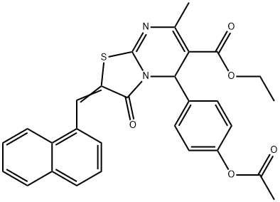 ethyl 5-[4-(acetyloxy)phenyl]-7-methyl-2-(1-naphthylmethylene)-3-oxo-2,3-dihydro-5H-[1,3]thiazolo[3,2-a]pyrimidine-6-carboxylate Structure