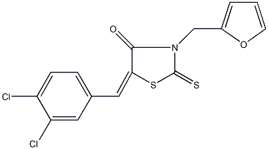 5-(3,4-dichlorobenzylidene)-3-(2-furylmethyl)-2-thioxo-1,3-thiazolidin-4-one 구조식 이미지