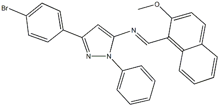 N-[3-(4-bromophenyl)-1-phenyl-1H-pyrazol-5-yl]-N-[(2-methoxy-1-naphthyl)methylene]amine 구조식 이미지