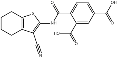 4-{[(3-cyano-4,5,6,7-tetrahydro-1-benzothien-2-yl)amino]carbonyl}benzene-1,3-dicarboxylic acid 구조식 이미지