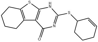 2-(2-cyclohexen-1-ylsulfanyl)-5,6,7,8-tetrahydro[1]benzothieno[2,3-d]pyrimidin-4(3H)-one 구조식 이미지