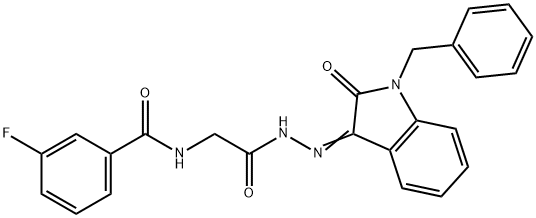 N-{2-[2-(1-benzyl-2-oxo-1,2-dihydro-3H-indol-3-ylidene)hydrazino]-2-oxoethyl}-3-fluorobenzamide 구조식 이미지