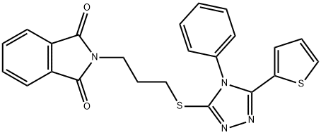 2-(3-{[4-phenyl-5-(2-thienyl)-4H-1,2,4-triazol-3-yl]sulfanyl}propyl)-1H-isoindole-1,3(2H)-dione 구조식 이미지