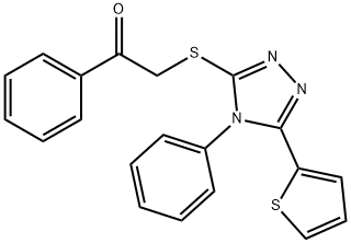 1-phenyl-2-{[4-phenyl-5-(2-thienyl)-4H-1,2,4-triazol-3-yl]sulfanyl}ethanone Structure