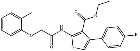 ethyl 4-(4-bromophenyl)-2-{[(2-methylphenoxy)acetyl]amino}-3-thiophenecarboxylate 구조식 이미지