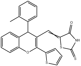 5-{[4-(2-methylphenyl)-2-(2-thienyl)-4H-chromen-3-yl]methylene}-2-thioxo-1,3-thiazolidin-4-one 구조식 이미지