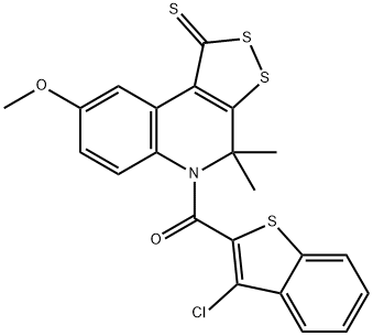 5-[(3-chloro-1-benzothien-2-yl)carbonyl]-8-methoxy-4,4-dimethyl-4,5-dihydro-1H-[1,2]dithiolo[3,4-c]quinoline-1-thione Structure