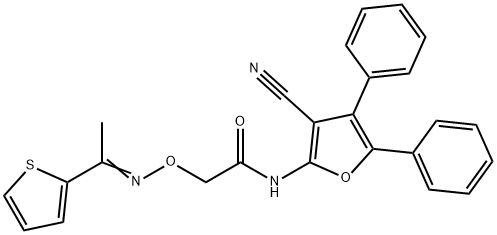 N-(3-cyano-4,5-diphenyl-2-furyl)-2-({[1-(2-thienyl)ethylidene]amino}oxy)acetamide 구조식 이미지