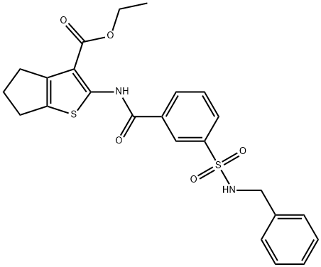 ethyl 2-({3-[(benzylamino)sulfonyl]benzoyl}amino)-5,6-dihydro-4H-cyclopenta[b]thiophene-3-carboxylate 구조식 이미지