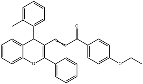 1-(4-ethoxyphenyl)-3-[4-(2-methylphenyl)-2-phenyl-4H-chromen-3-yl]-2-propen-1-one 구조식 이미지