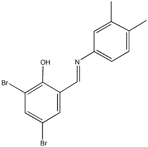 2,4-dibromo-6-{[(3,4-dimethylphenyl)imino]methyl}phenol 구조식 이미지