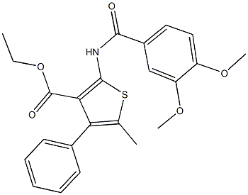 ethyl 2-[(3,4-dimethoxybenzoyl)amino]-5-methyl-4-phenyl-3-thiophenecarboxylate Structure