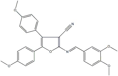 2-[(3,4-dimethoxybenzylidene)amino]-4,5-bis(4-methoxyphenyl)-3-furonitrile Structure