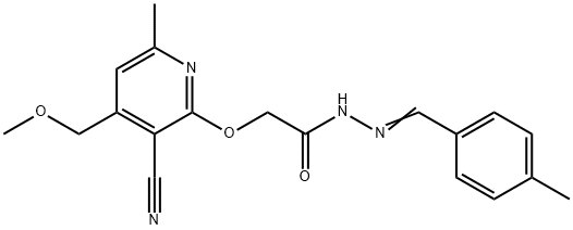 2-{[3-cyano-4-(methoxymethyl)-6-methyl-2-pyridinyl]oxy}-N'-(4-methylbenzylidene)acetohydrazide Structure