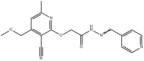 2-{[3-cyano-4-(methoxymethyl)-6-methyl-2-pyridinyl]oxy}-N'-(4-pyridinylmethylene)acetohydrazide 구조식 이미지