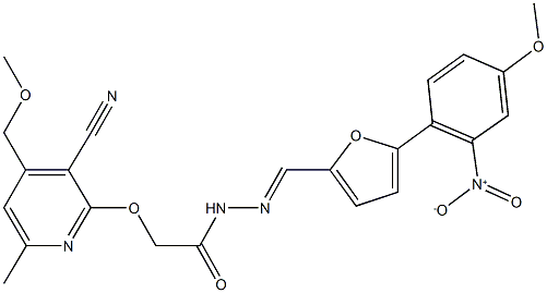 2-{[3-cyano-4-(methoxymethyl)-6-methyl-2-pyridinyl]oxy}-N'-[(5-{2-nitro-4-methoxyphenyl}-2-furyl)methylene]acetohydrazide Structure