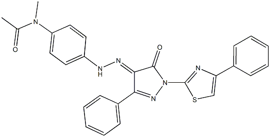 N-methyl-N-(4-{2-[5-oxo-3-phenyl-1-(4-phenyl-1,3-thiazol-2-yl)-1,5-dihydro-4H-pyrazol-4-ylidene]hydrazino}phenyl)acetamide Structure