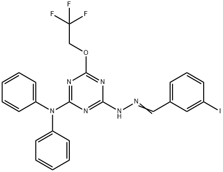 3-iodobenzaldehyde [4-(diphenylamino)-6-(2,2,2-trifluoroethoxy)-1,3,5-triazin-2-yl]hydrazone 구조식 이미지