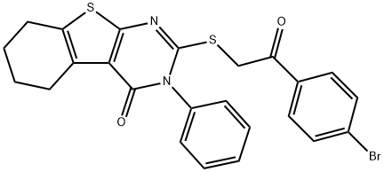 2-{[2-(4-bromophenyl)-2-oxoethyl]sulfanyl}-3-phenyl-5,6,7,8-tetrahydro[1]benzothieno[2,3-d]pyrimidin-4(3H)-one 구조식 이미지