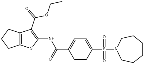 ethyl 2-{[4-(1-azepanylsulfonyl)benzoyl]amino}-5,6-dihydro-4H-cyclopenta[b]thiophene-3-carboxylate Structure