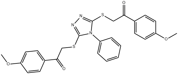 1-(4-methoxyphenyl)-2-[(5-{[2-(4-methoxyphenyl)-2-oxoethyl]sulfanyl}-4-phenyl-4H-1,2,4-triazol-3-yl)sulfanyl]ethanone 구조식 이미지