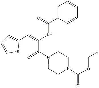 ethyl 4-[2-(benzoylamino)-3-(2-thienyl)acryloyl]-1-piperazinecarboxylate 구조식 이미지