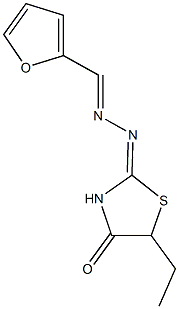 2-furaldehyde (5-ethyl-4-oxo-1,3-thiazolidin-2-ylidene)hydrazone 구조식 이미지