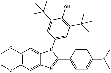 2,6-ditert-butyl-4-{2-[4-(dimethylamino)phenyl]-5,6-dimethoxy-1H-benzimidazol-1-yl}phenol Structure