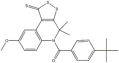 5-(4-tert-butylbenzoyl)-8-methoxy-4,4-dimethyl-4,5-dihydro-1H-[1,2]dithiolo[3,4-c]quinoline-1-thione 구조식 이미지