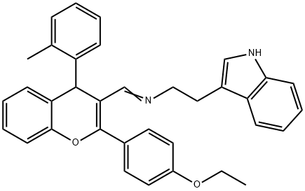 N-{[2-(4-ethoxyphenyl)-4-(2-methylphenyl)-4H-chromen-3-yl]methylene}-N-[2-(1H-indol-3-yl)ethyl]amine 구조식 이미지