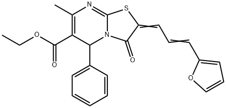 ethyl 2-[3-(2-furyl)-2-propenylidene]-7-methyl-3-oxo-5-phenyl-2,3-dihydro-5H-[1,3]thiazolo[3,2-a]pyrimidine-6-carboxylate Structure