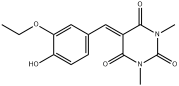 5-(3-ethoxy-4-hydroxybenzylidene)-1,3-dimethyl-2,4,6(1H,3H,5H)-pyrimidinetrione 구조식 이미지