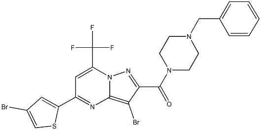 2-[(4-benzyl-1-piperazinyl)carbonyl]-3-bromo-5-(4-bromo-2-thienyl)-7-(trifluoromethyl)pyrazolo[1,5-a]pyrimidine 구조식 이미지